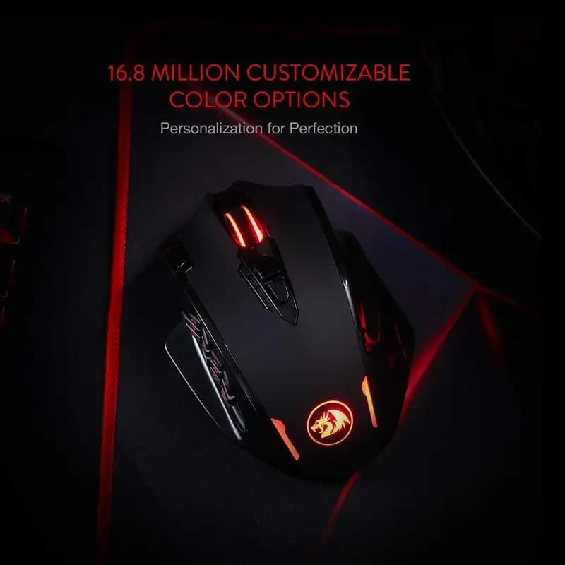 Redragon M913 Gaming 16000 DPI Wired 2.4Ghz Wireless RGB Optical Gamer Mice 16 Programmable Buttons, Black/White Mouse - 3