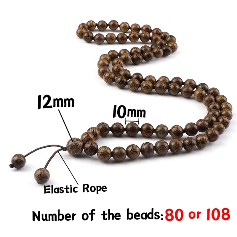 10 مللي متر أساور الخرز الخشبي 108 الخرز خشب الصندل البوذية أساور الصلاة الوردية مالا القلائد حلية مجوهرات هدايا للرجال والنساء - 6