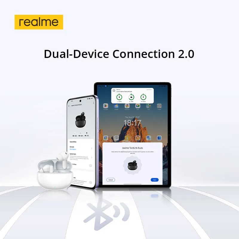 realme TechLife Buds TWS Earphone 12.4mm Dynamic Bass Driver Up to 36h Long Battery Life Dual-Device Connection Bluetooth 5.4 - 3