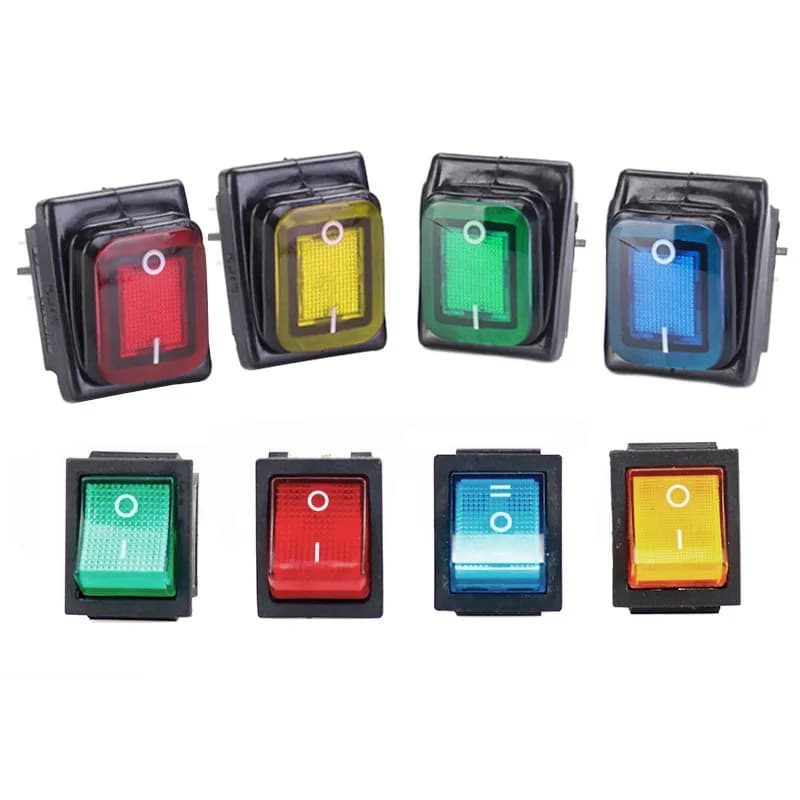 مفتاح روكر مقاوم للماء مع إضاءة 4 دبابيس 6 دبابيس تشغيل/إيقاف مفتاح عازل 220V إضاءة حمراء وسوداء 16A زر سيارة وقارب مع إضاءة LED - 5