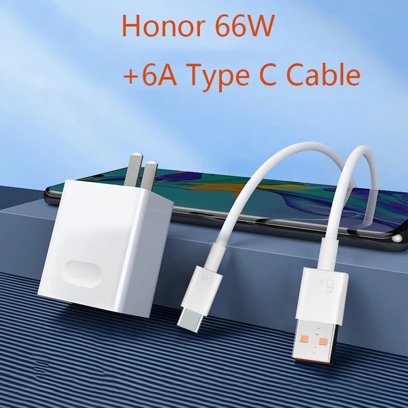 Honor 66W EU US SuperCharge Plug Fast Power Wall Charging Adapter 6A USB C Cable for Magic 6 5 4 3 Pro V3 X9B X8B Honor 200 Lite - 2