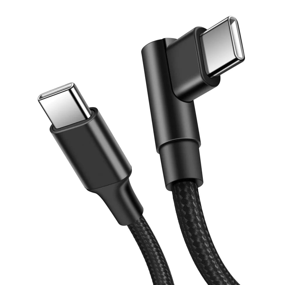 0.25 متر/0.5 متر/1 متر/2 متر/3 متر كابل مرفق 90 درجة نيلون مضفر شاحن سريع USB C إلى Type C لهواتف iPhone 15 16 وSamsung وXiaomi
