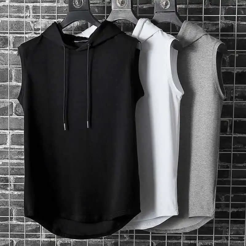 2025 Brand New Men's Tank Tops Vest Sleeveless Tees For Male Hooded Man Vests Tops Hip Hop Men Tank Top Hoody T shirt Male Mens - 2