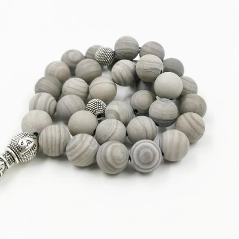 مسبحة حجر طبيعي هدية للمسلمين، 33 حبة، هدايا عيد الفطر ورأس السنة الهجرية، سوار على الموضة العربية - 5