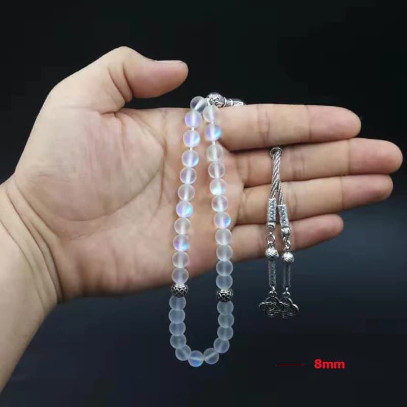 مسبحة كريستال نمساوي 33 66 99 حبة مع شرابة معدنية، ستايل جديد، حبات صلاة للنساء، هدية مسبحة مسلمين - 6