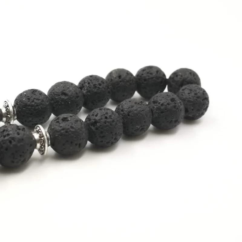 سوار تسبيح حمم 33 خرز حجر بركاني طبيعي هدية عيد إسلامية إكسسوارات إسلامية في متناول اليد - 2