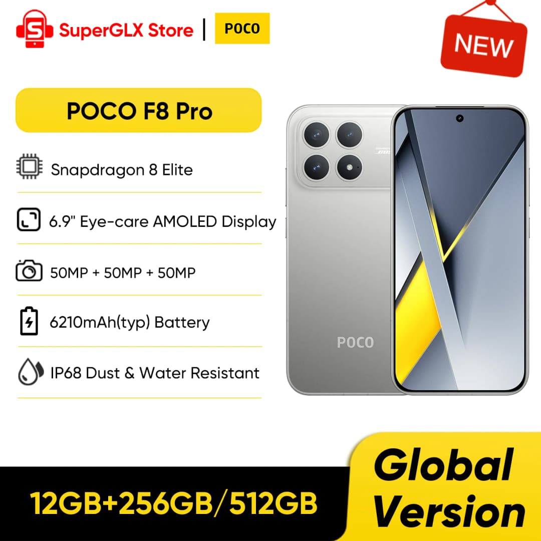 هاتف POCO F8 Pro الأصلي نسخة عالمية 5G معالج Snapdragon 8 Elite شاشة 6.59 بوصة 120 هرتز AMOLED كاميرا 50 ميجابكسل بطارية 6210 مللي أمبير شحن سريع 100 واط