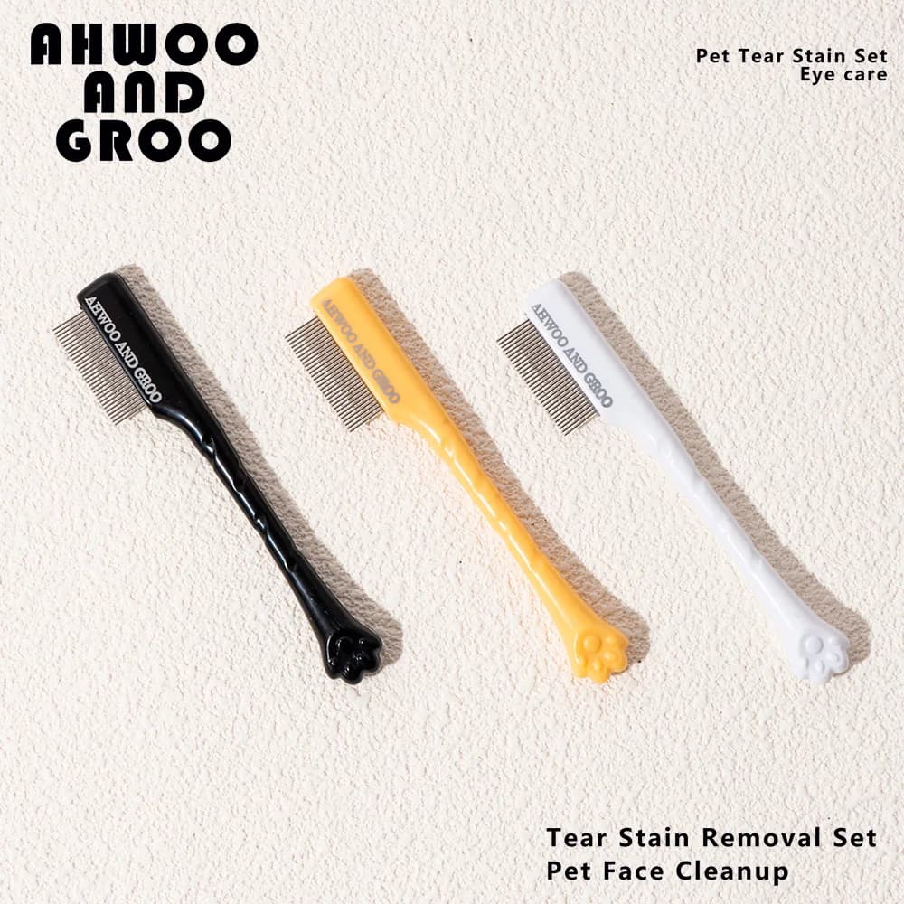 مجموعة مشط تنظيف الوجه للحيوانات الأليفة يزيل آثار الدموع وبراز العين مشط مخالب القطط مقص إصلاح شعر الكلاب مشط شعر القطط إمدادات تنظيف الحيوانات الأليفة