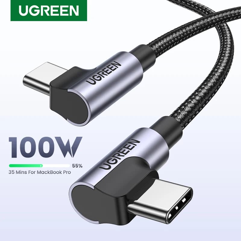 UGREEN 90 Degree PD100W USB C to USB C Charging Cable for iPhone 17 Samsung MacBook iPad Quick Charger 4.0 PD Fast Charging Cord