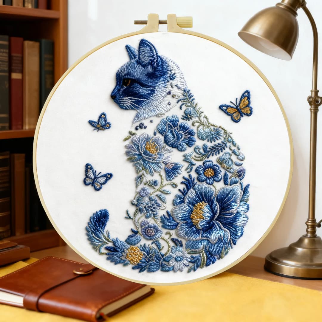 1pc 20X20CM/15X15CM 7.87/6.3inch cat Embroidery Starter Kit DIY kit DIY embroidery kit manualidades Needle Art Sewing Art