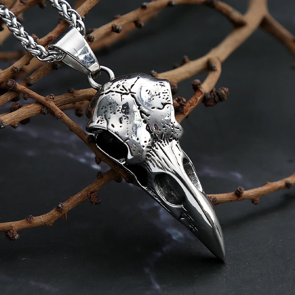 Fashion Nordic Viking Crow Head Odin Pendant Necklace For Men 316L Stainless Steel Punk Hip Hop Teens Animal Personality Jewelry