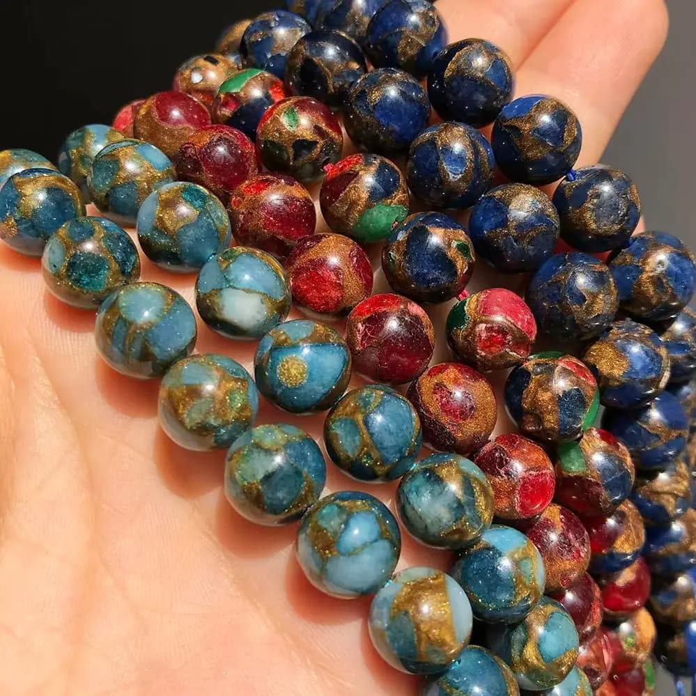 Natural Stone Dark Blue Multicolor Cloisonne Jaspers Beads 6/8/10mm Loose Spacer Beads For Making DIY Jewelry Bracelet Necklace