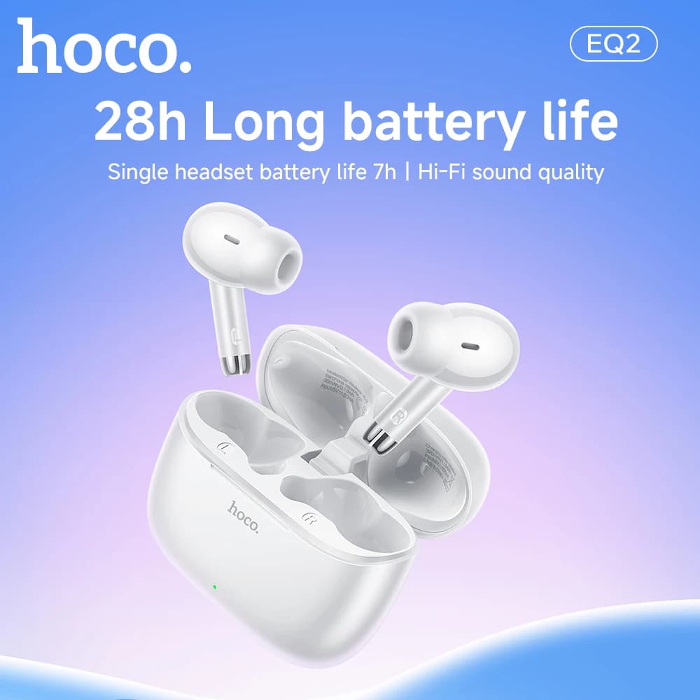 HOCO EQ2 True Wireless Bluetooth 5.3 Earbuds Touch Control Stereo In-Ear Headphones Built-In Microphone Sports Compatible