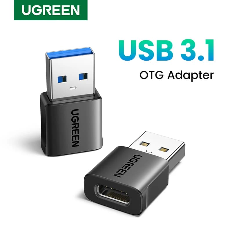 محول OTG من UGREEN USB 3.1 Type-C إلى USB-A ذكر إلى USB-C أنثى لأجهزة ماك بوك وسامسونج S10 وهواوي