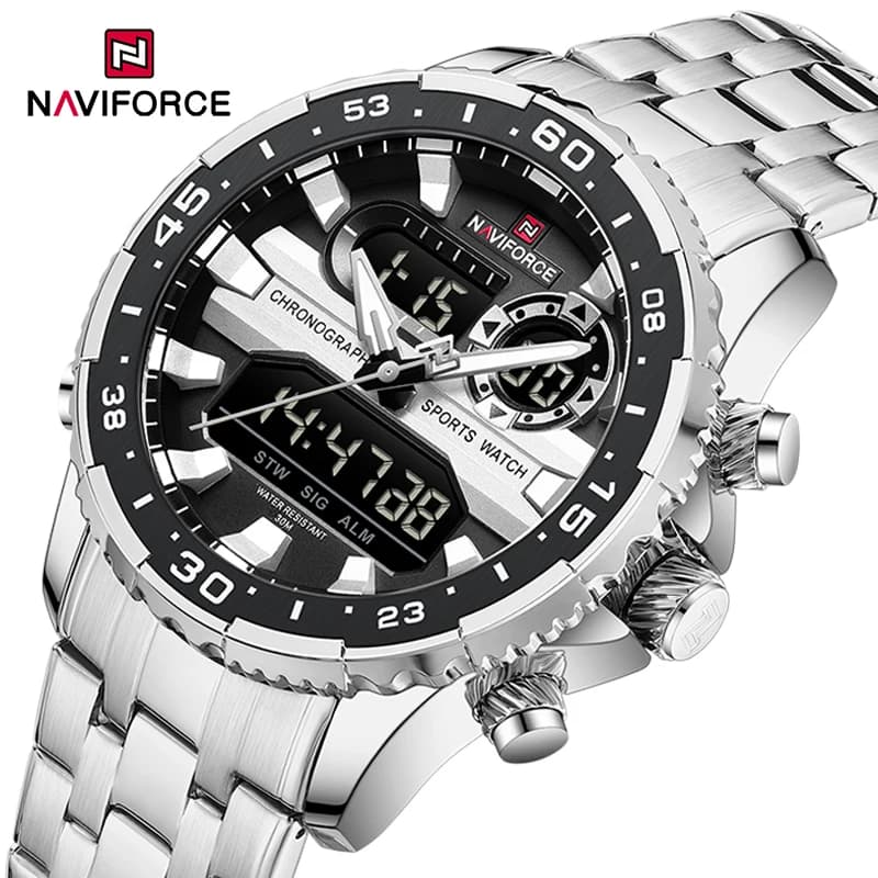 Men's Watches NAVIFORCE Original Trend Brand LCD Display Analog Digital Quartz Man Clock 30m Waterproof Luminous Male Wristwatch